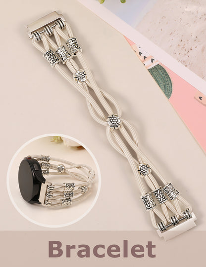 20mm Stretchy Boho Beaded Bracelet Band for Samsung Galaxy Watch 7/6/5/4/3/FE/6 Classic/5 Pro/4 Classic/Active 2