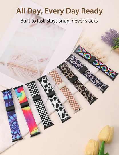 TOYOUTHS Stretchy Loop Band with Magnetic Clasp Compatible with Apple Watch Band Women 40mm 38mm 41mm 42mm 44mm 45mm 46mm 49mm, Elastic Nylon Fabric Strap for iWatch Series 10 9 8 7 6 SE 5 4 3 Ultra 2
