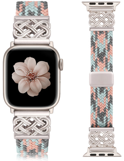 Braided Magnetic Band for Apple Watch Band | Celtic Knot Stretchy Nylon Woven Strap