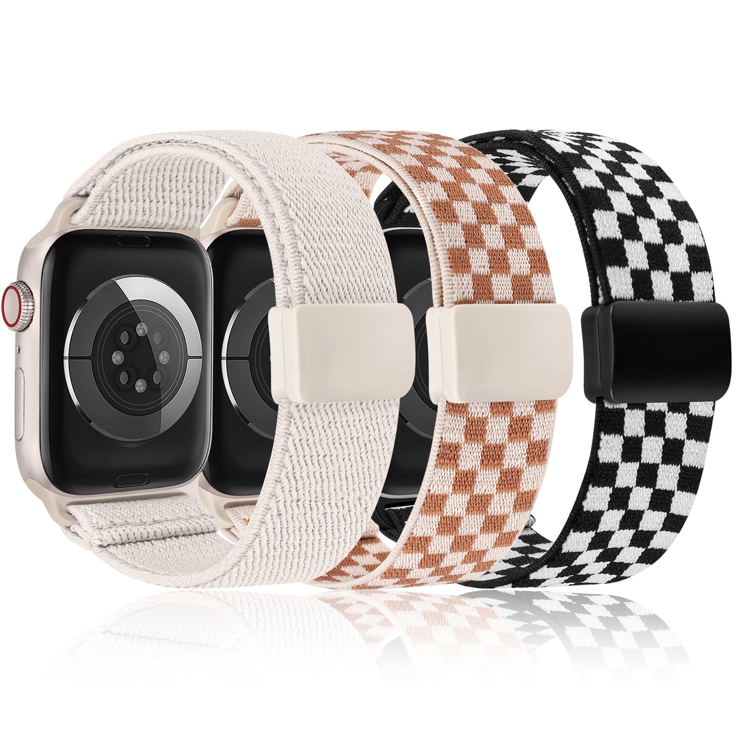 3 Pack Stretchy Loop Band with Magnetic Clasp Compatible with Apple Watch Band 40mm 38mm 41mm 42mm 44mm 45mm 46mm 49mm, Nylon Braided Elastic Strap for iWatch Series 10 9 8 7 6 SE 5 4 3 Ultra 2 1