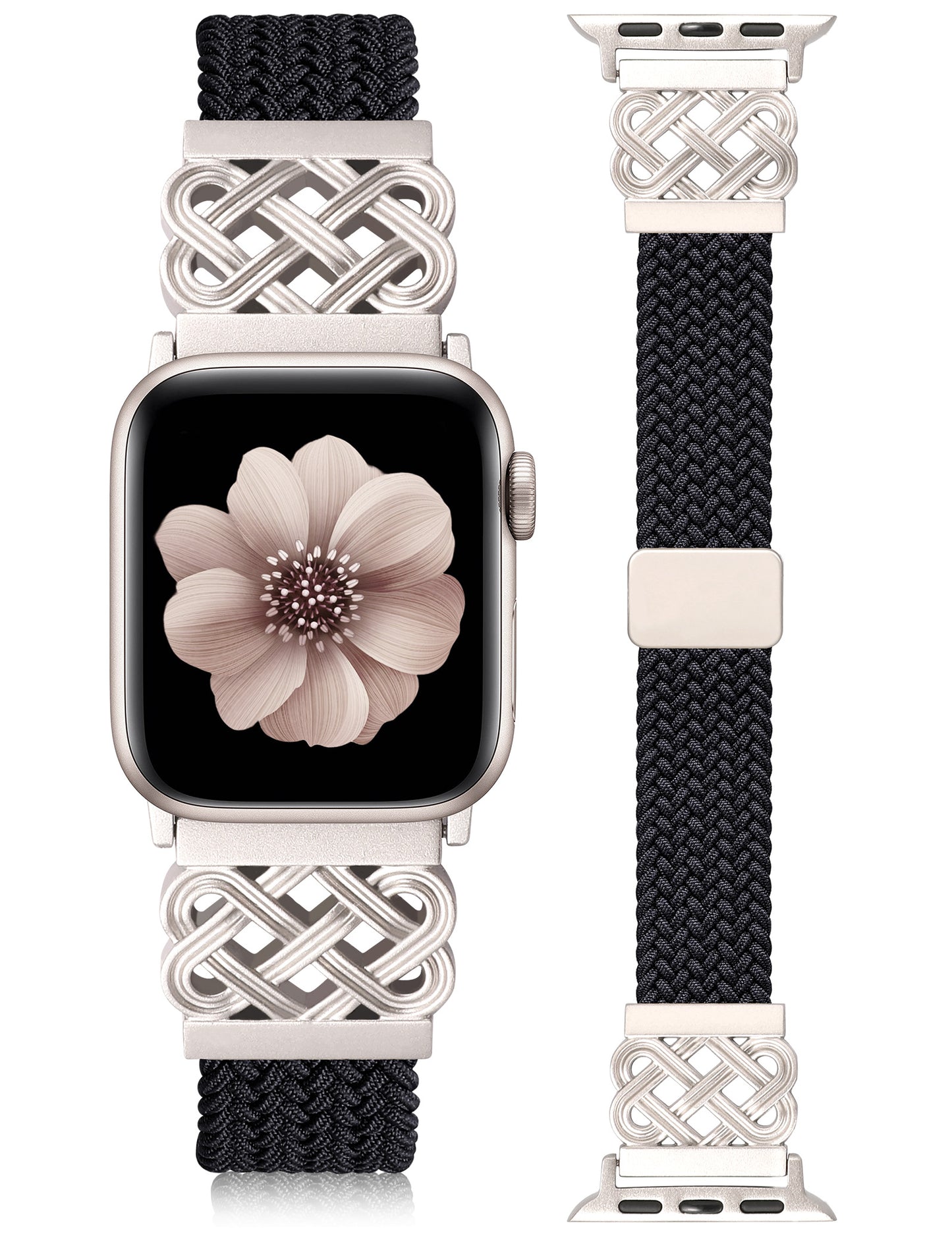 Thin Braided Magnetic Band for Apple Watch Band | Slim Celtic Metal Stretchy Strap