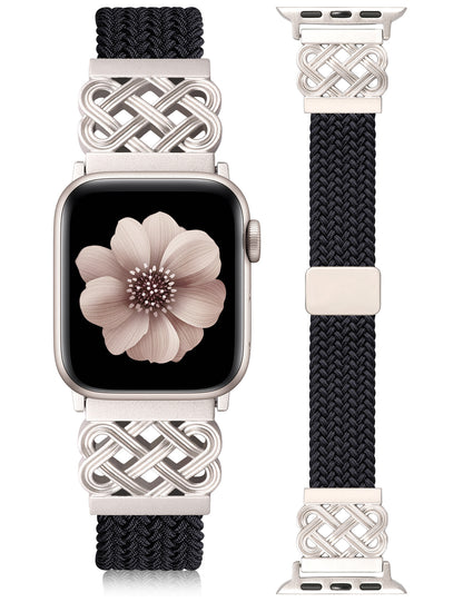 Thin Braided Magnetic Band for Apple Watch Band | Slim Celtic Metal Stretchy Strap