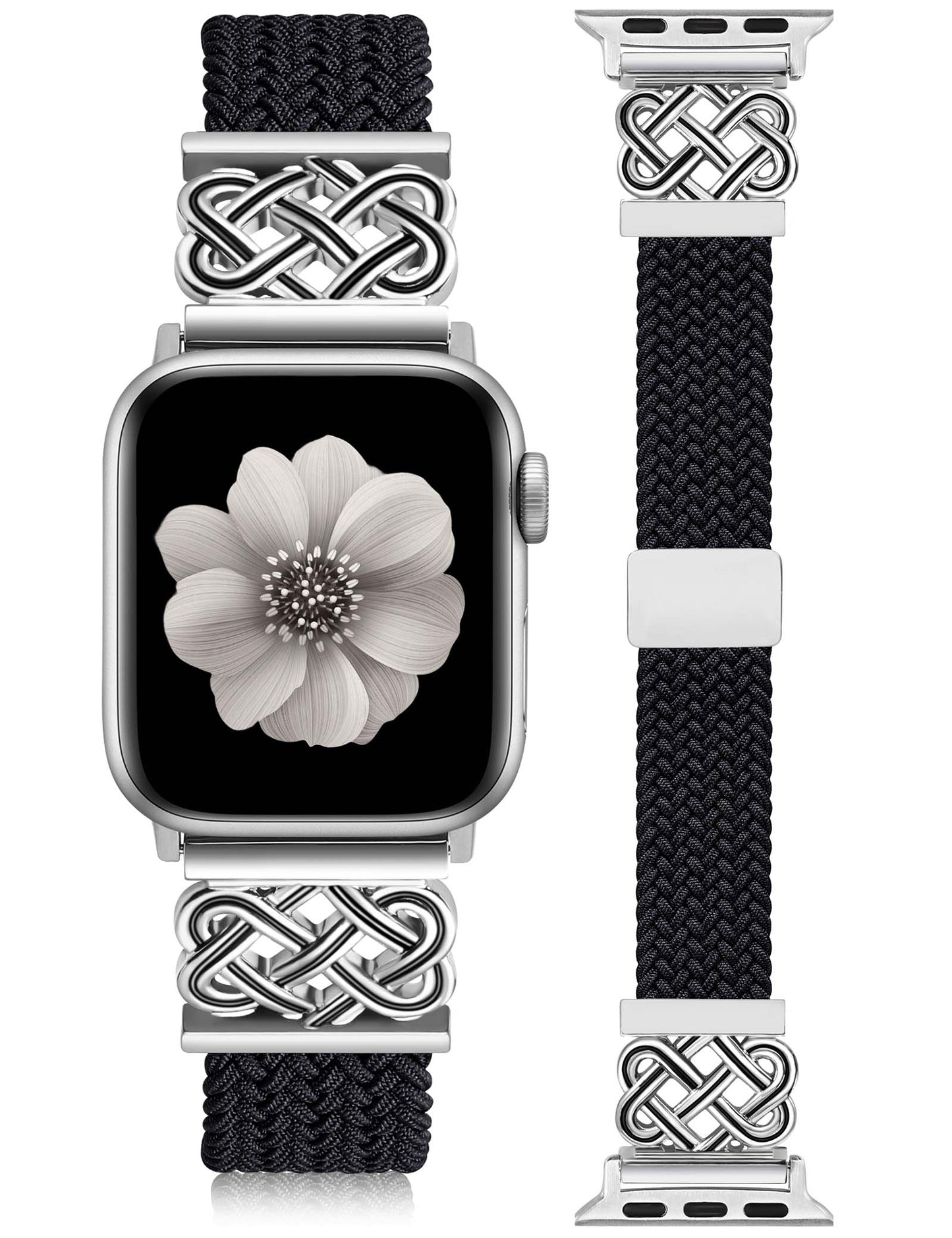 Thin Braided Magnetic Band for Apple Watch Band | Slim Celtic Metal Stretchy Strap