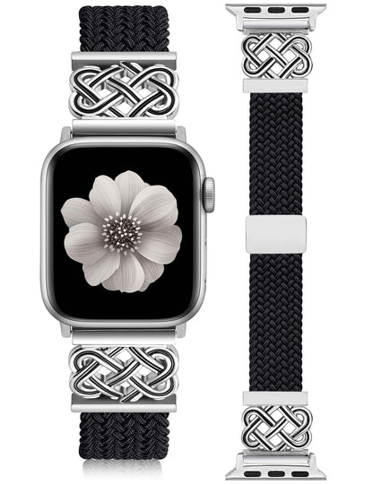 Thin Braided Magnetic Band for Apple Watch Band | Slim Celtic Metal Stretchy Strap