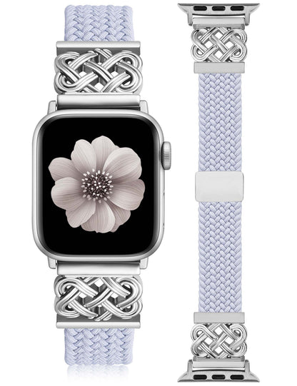 Thin Braided Magnetic Band for Apple Watch Band | Slim Celtic Metal Stretchy Strap