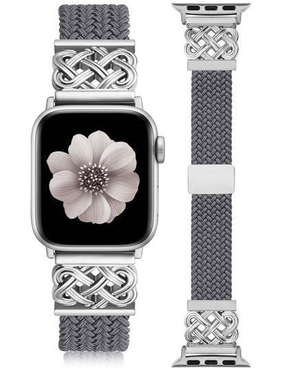 Thin Braided Magnetic Band for Apple Watch Band | Slim Celtic Metal Stretchy Strap