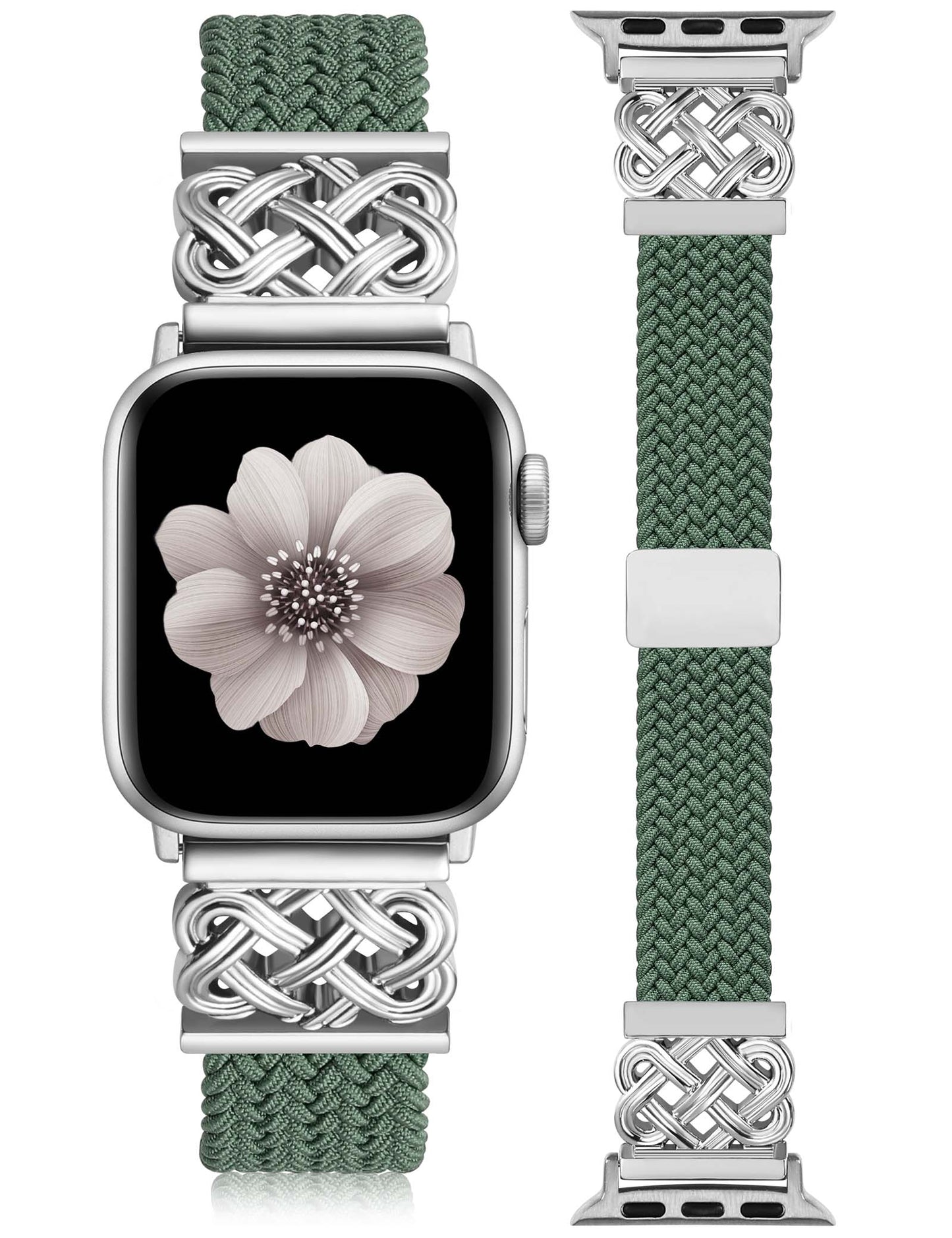 Thin Braided Magnetic Band for Apple Watch Band | Slim Celtic Metal Stretchy Strap