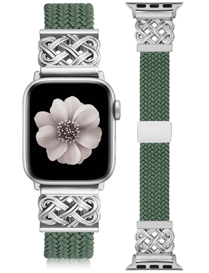 Thin Braided Magnetic Band for Apple Watch Band | Slim Celtic Metal Stretchy Strap