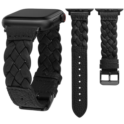 TOYOUTHS Braided Leather Strap Compatible with Apple Watch Band Women 38/40/41/42/44/45/46/49mm Soft Thin Leather Dressy Designer Woven Bracelet for iWatch Series 11 10 9 8 7 6 5 4 Ultra SE 3 2 1