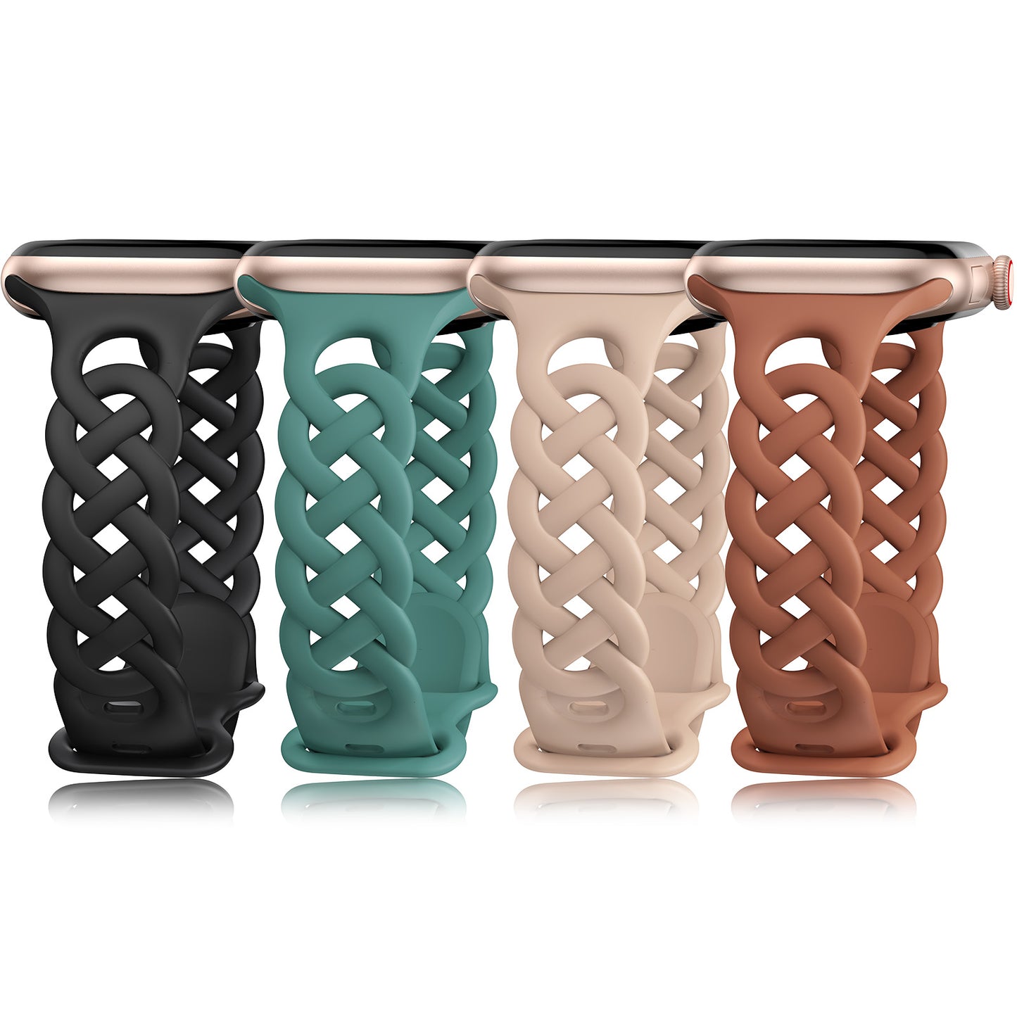 4 Pack Braided Silicone Bands for Apple Watch Band | Celtic Thin Lace Sport Strap