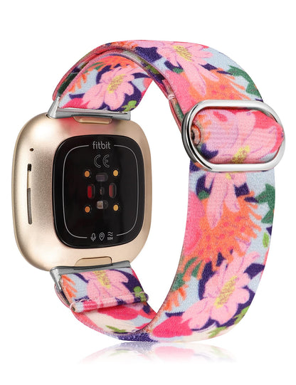 TOYOUTHS Compatible with Fitbit Sense/Sense 2 Band/Versa 3/Versa 4 Bands Women Men Elastic Adjustable Nylon Fabric Strap Scrunchies Solo Loop Stretchy Bracelet Dressy Sport Wristband Accessories