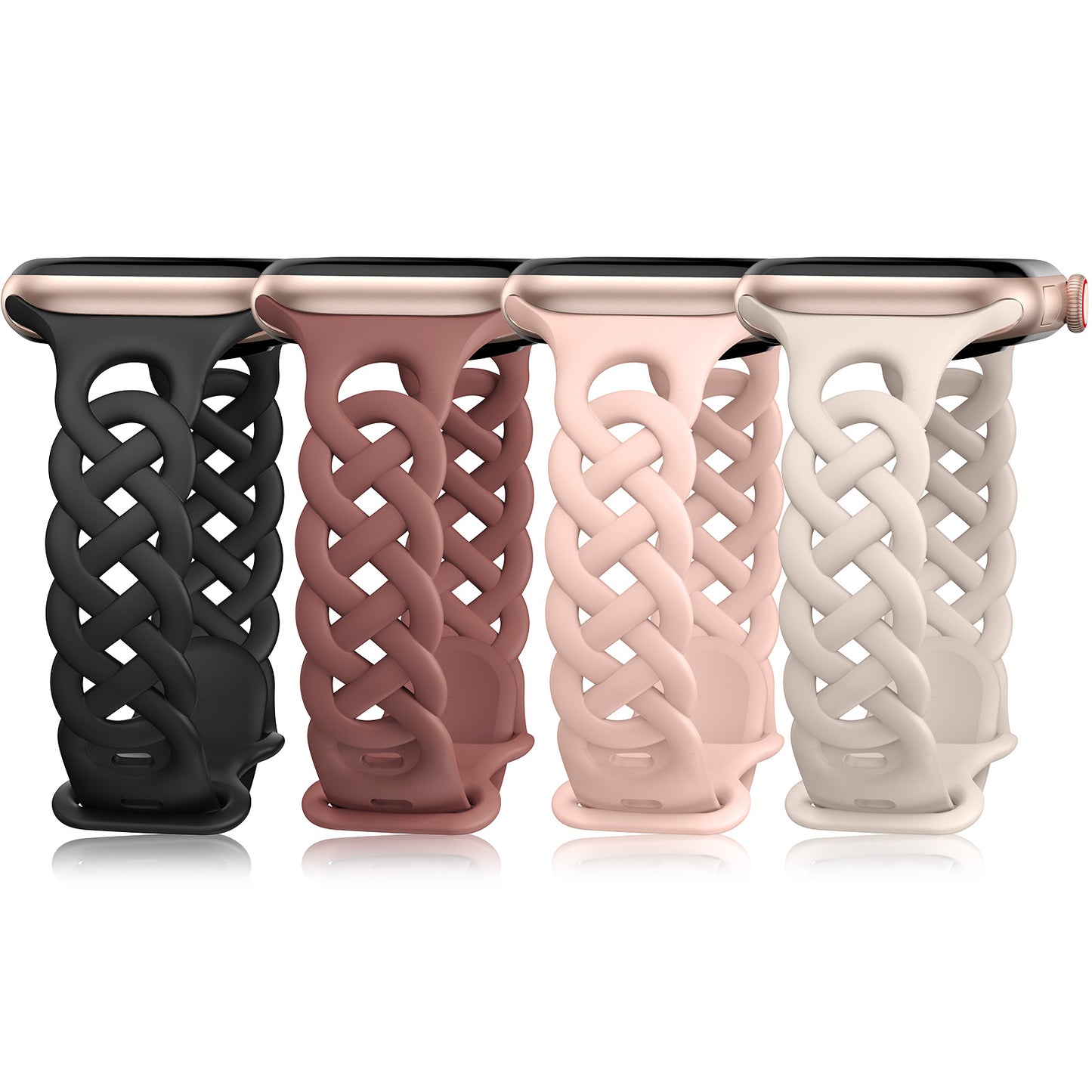 4 Pack Braided Silicone Bands for Apple Watch Band | Celtic Thin Lace Sport Strap