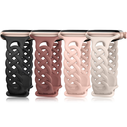 4 Pack Braided Silicone Bands for Apple Watch Band | Celtic Thin Lace Sport Strap
