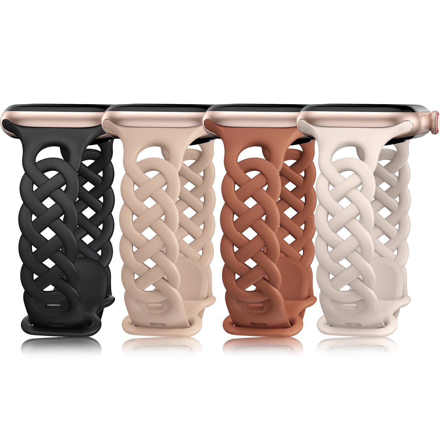 4 Pack Braided Silicone Bands for Apple Watch Band | Celtic Thin Lace Sport Strap