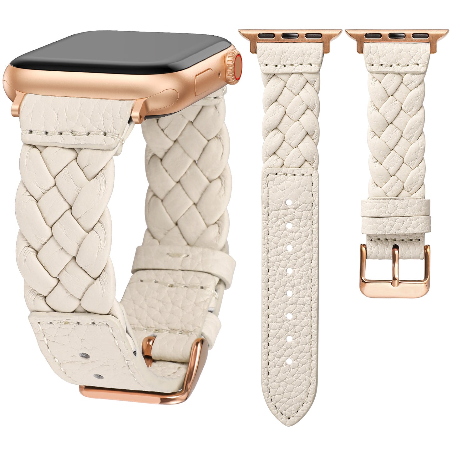 TOYOUTHS Braided Leather Strap Compatible with Apple Watch Band Women 38/40/41/42/44/45/46/49mm Soft Thin Leather Dressy Designer Woven Bracelet for iWatch Series 11 10 9 8 7 6 5 4 Ultra SE 3 2 1