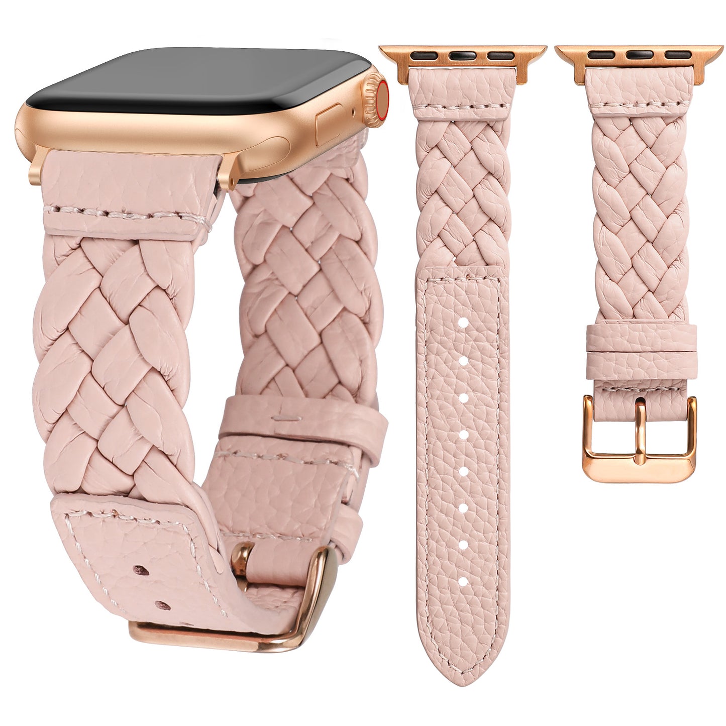 TOYOUTHS Braided Leather Strap Compatible with Apple Watch Band Women 38/40/41/42/44/45/46/49mm Soft Thin Leather Dressy Designer Woven Bracelet for iWatch Series 11 10 9 8 7 6 5 4 Ultra SE 3 2 1