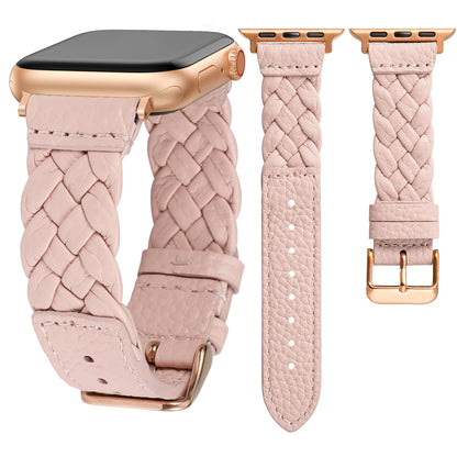 Designer Soft Braided Leather Strap for Apple Watch Band Women