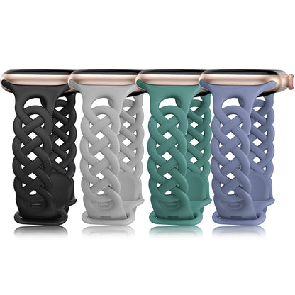 4 Pack Braided Silicone Bands for Apple Watch Band | Celtic Thin Lace Sport Strap