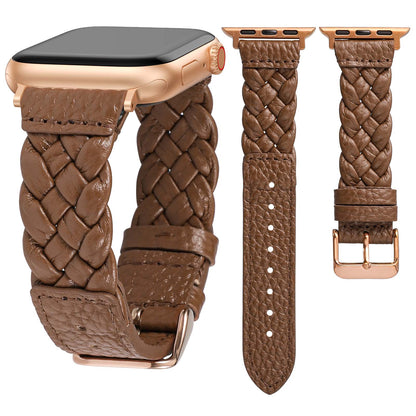 Designer Soft Braided Leather Strap for Apple Watch Band Women