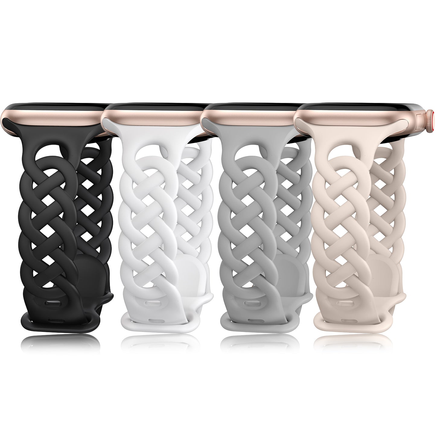 4 Pack Braided Silicone Bands for Apple Watch Band | Celtic Thin Lace Sport Strap