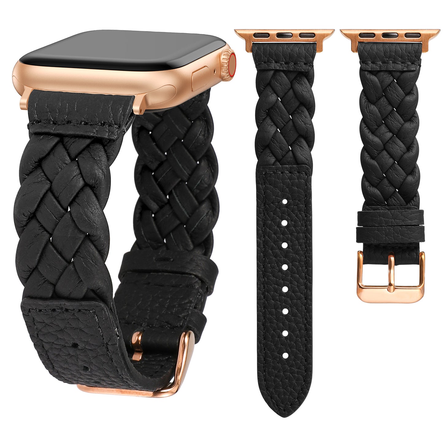 TOYOUTHS Braided Leather Strap Compatible with Apple Watch Band Women 38/40/41/42/44/45/46/49mm Soft Thin Leather Dressy Designer Woven Bracelet for iWatch Series 11 10 9 8 7 6 5 4 Ultra SE 3 2 1