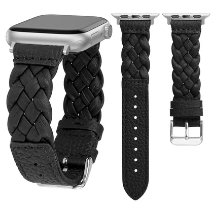 Designer Soft Braided Leather Strap for Apple Watch Band Women