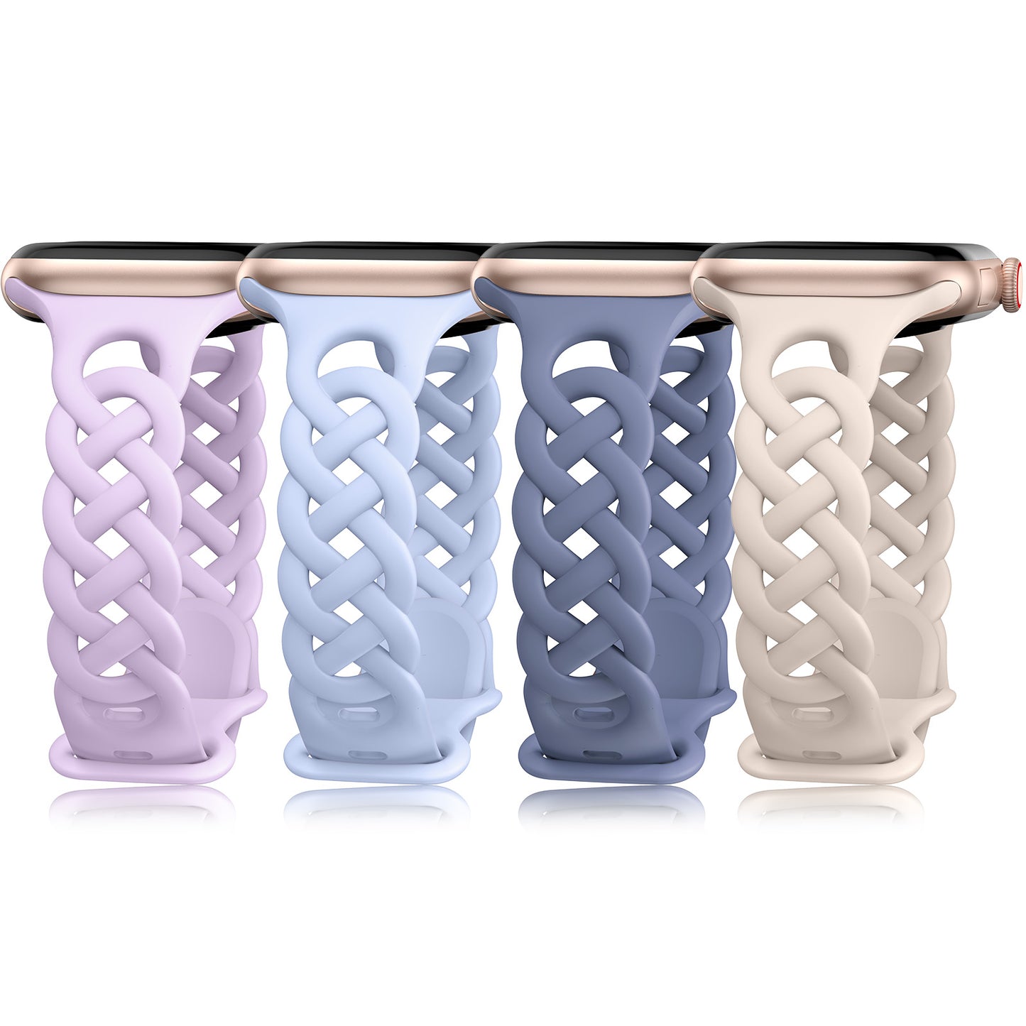 4 Pack Braided Silicone Bands for Apple Watch Band | Celtic Thin Lace Sport Strap