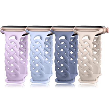 4 Pack Braided Silicone Bands for Apple Watch Band | Celtic Thin Lace Sport Strap