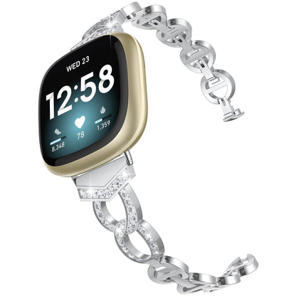 TOYOUTHS Bling Band Compatible with Fitbit Sense Bands/Versa 3 Bands for Women, Dressy Slim Watch Replacement Strap, Elegant Cute Bracelet Wristband