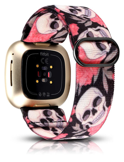 TOYOUTHS Compatible with Fitbit Sense/Sense 2 Band/Versa 3/Versa 4 Bands Women Men Elastic Adjustable Nylon Fabric Strap Scrunchies Solo Loop Stretchy Bracelet Dressy Sport Wristband Accessories