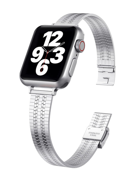 TOYOUTHS Thin Bands Compatible with Apple Watch Band 38mm 40mm 42mm 44mm 45mm 49mm Women Girls, Slim Stainless Steel Metal Band Strap Wristbands Accessories for iwatch Series Ultra 8 7 6 SE 5 4 3 2 1