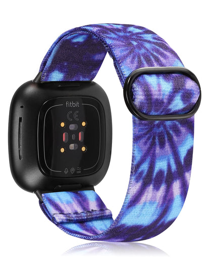 TOYOUTHS Compatible with Fitbit Sense/Sense 2 Band/Versa 3/Versa 4 Bands Women Men Elastic Adjustable Nylon Fabric Strap Scrunchies Solo Loop Stretchy Bracelet Dressy Sport Wristband Accessories
