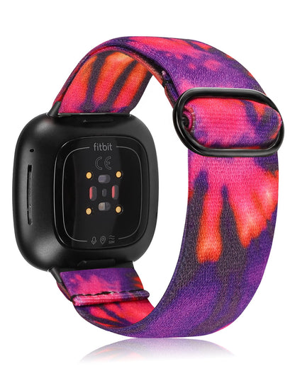TOYOUTHS Compatible with Fitbit Sense/Sense 2 Band/Versa 3/Versa 4 Bands Women Men Elastic Adjustable Nylon Fabric Strap Scrunchies Solo Loop Stretchy Bracelet Dressy Sport Wristband Accessories