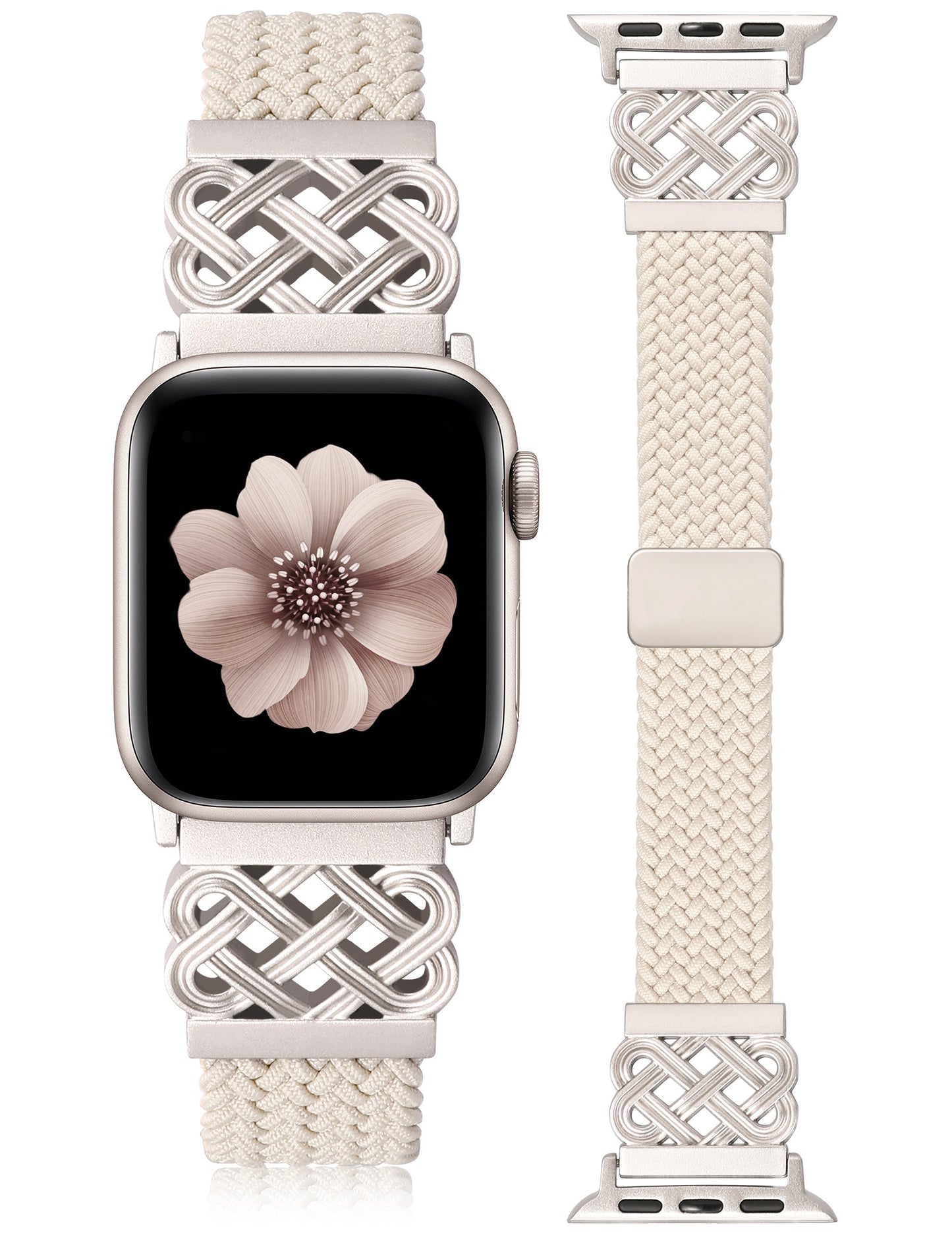 Thin Braided Magnetic Band for Apple Watch Band | Slim Celtic Metal Stretchy Strap