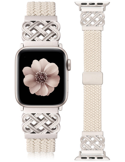 Thin Braided Magnetic Band for Apple Watch Band | Slim Celtic Metal Stretchy Strap