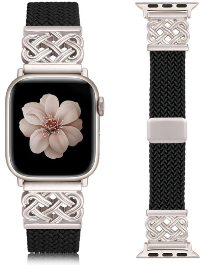 Braided Magnetic Band for Apple Watch Band | Celtic Knot Stretchy Nylon Woven Strap