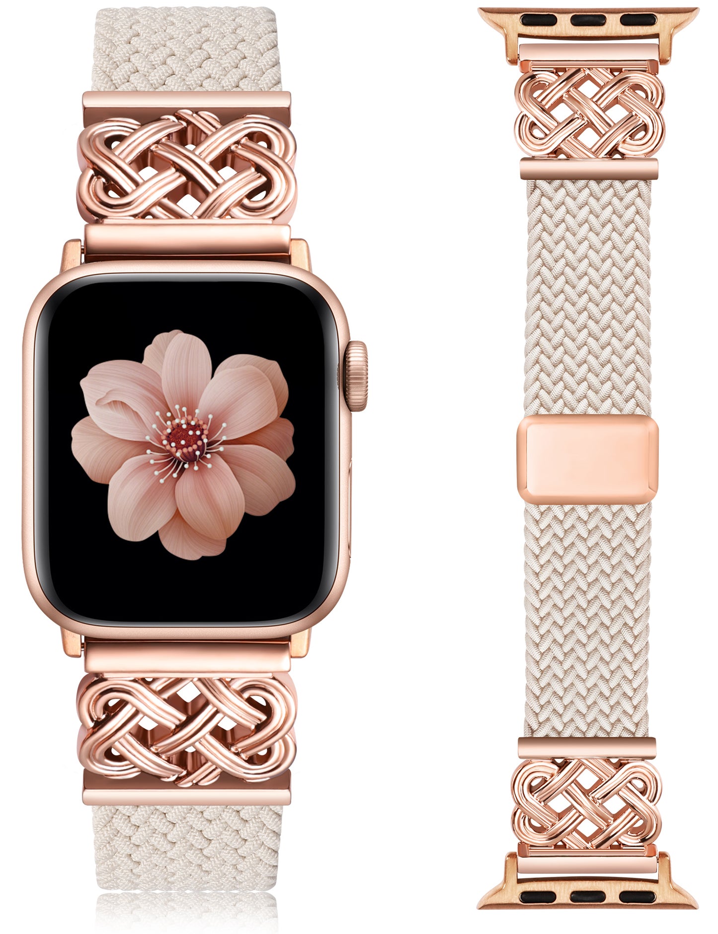Braided Magnetic Band Compatible with Apple Watch Bands 38/40/41/42/44/45/46/49mm Women Men, Celtic Knot Stretchy Elastic Nylon Fabric Woven Strap for iWatch Series 11 10 9 8 7 6 5 4 SE/Ultra 3 2 1