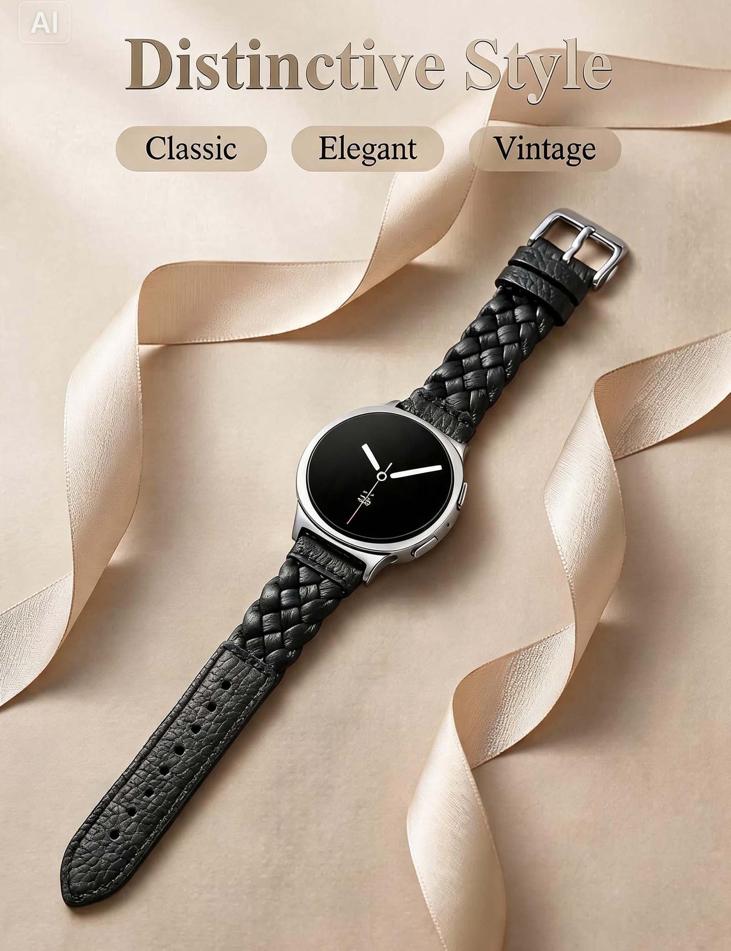 Braided Leather Strap for Samsung Galaxy Watch 9/8 40mm 44mm & Watch 8 Classic 46mm