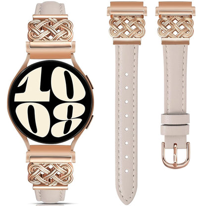 20mm Celtic Knot Leather Band for Samsung Galaxy Watch 7/6/5/4/3/FE/6 Classic/5 Pro/4 Classic/Active 2