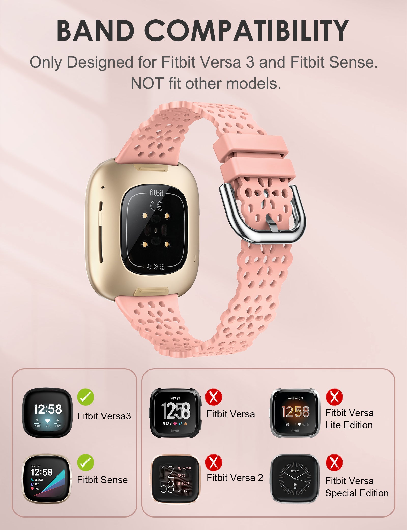 TOYOUTHS Compatible with Fitbit Sense/Sense Band/Versa 3/Versa