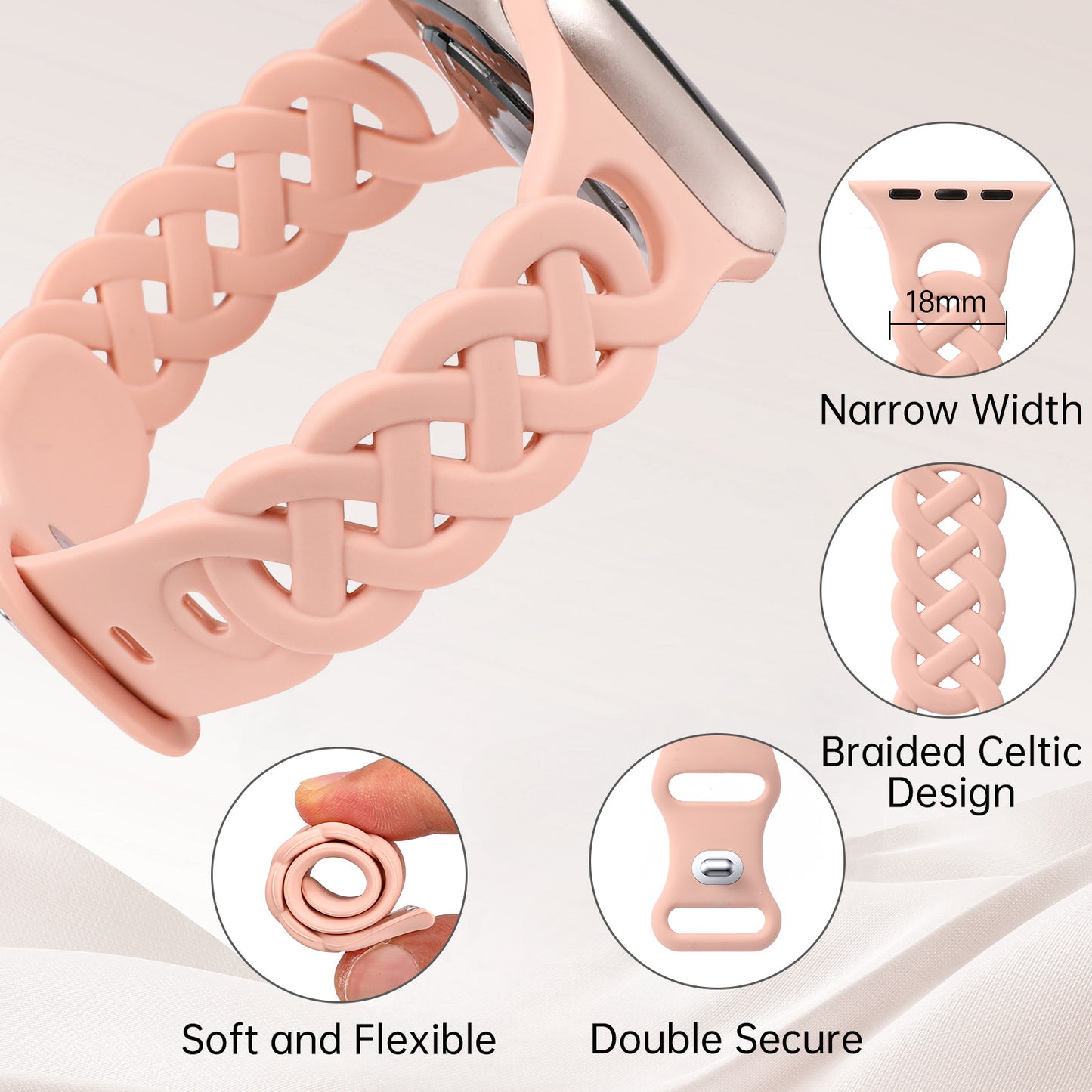 4 Pack Braided Silicone Bands for Apple Watch Band | Celtic Thin Lace Sport Strap