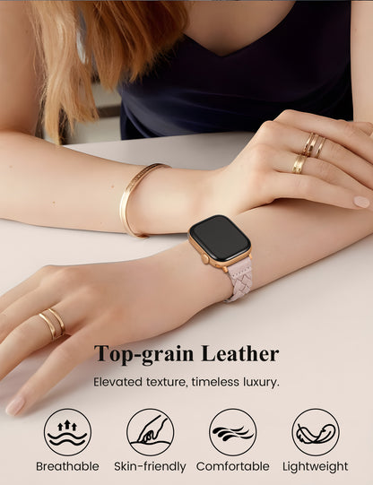 Designer Soft Braided Leather Strap for Apple Watch Band Women