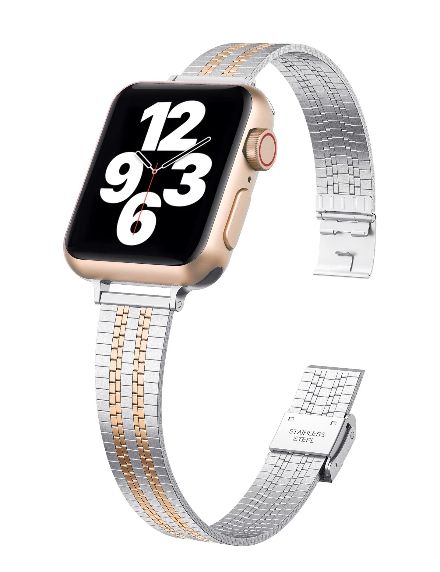 TOYOUTHS Thin Bands Compatible with Apple Watch Band 38mm 40mm 42mm 44mm 45mm 49mm Women Girls, Slim Stainless Steel Metal Band Strap Wristbands Accessories for iwatch Series Ultra 8 7 6 SE 5 4 3 2 1