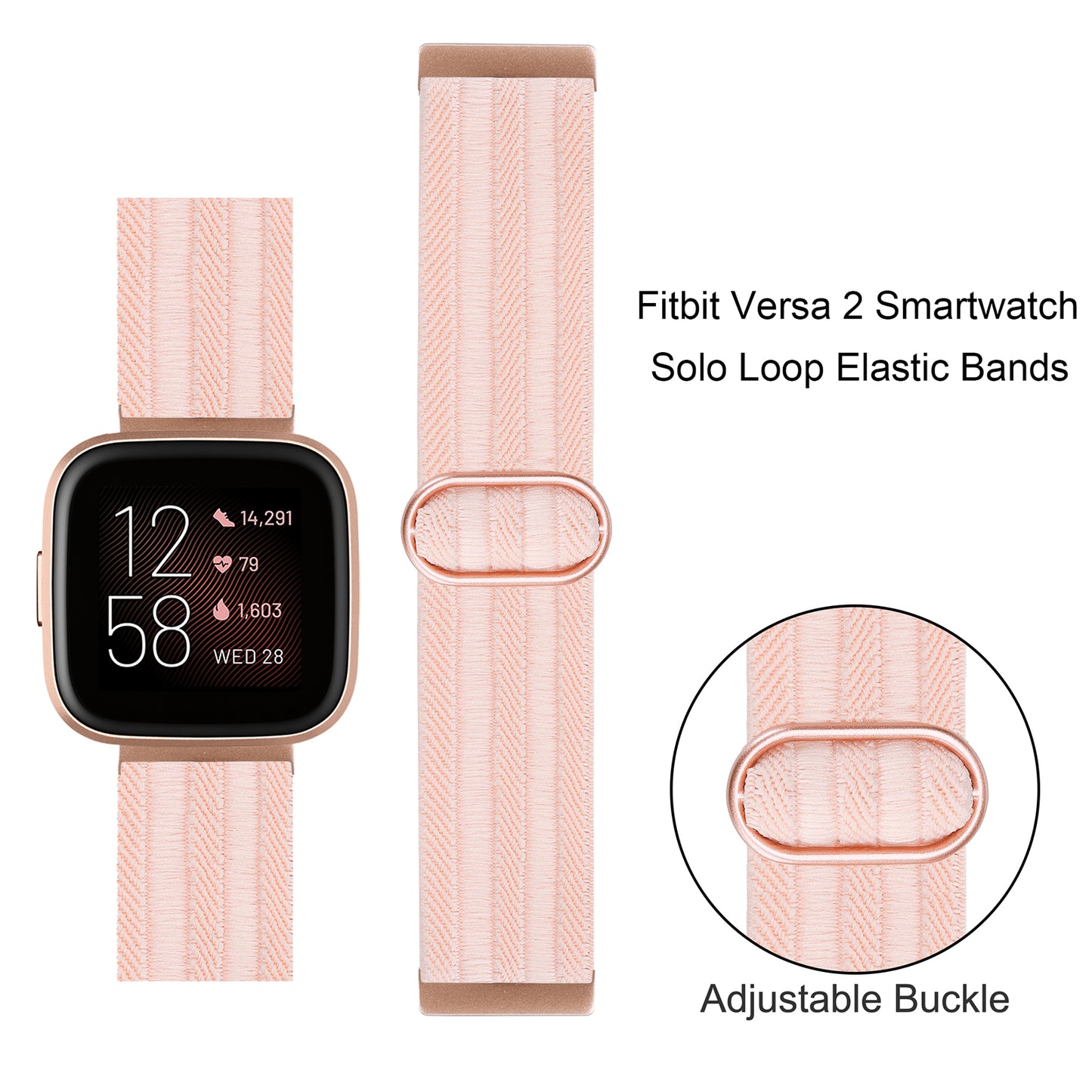 TOYOUTHS Compatible with Fitbit Versa/Versa 2 Bands for Women Men Adjustable Elastic Nylon Fabric Strap Replacement for Versa Lite Edition Stretchy Solo Loop Bracelet Wristband Accessories