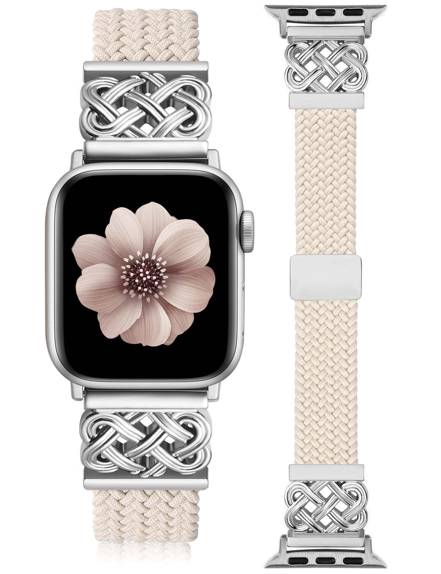 Thin Braided Magnetic Band for Apple Watch Band | Slim Celtic Metal Stretchy Strap