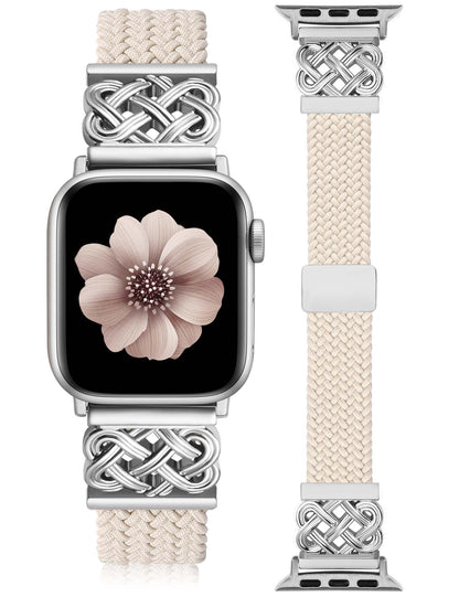 Thin Braided Magnetic Band for Apple Watch Band | Slim Celtic Metal Stretchy Strap