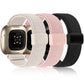 TOYOUTHS 3 Pack Magnetic Stretchy Band Compatible with Fitbit Versa 4/Fitbit Versa 3/Sense 2/Sense, Soft Elastic Bracelet Nylon Braided Sport Loop Strap for Women Men