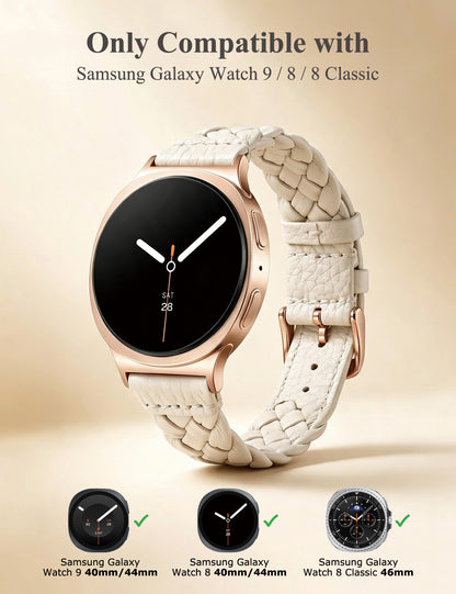 Braided Leather Strap for Samsung Galaxy Watch 9/8 40mm 44mm & Watch 8 Classic 46mm