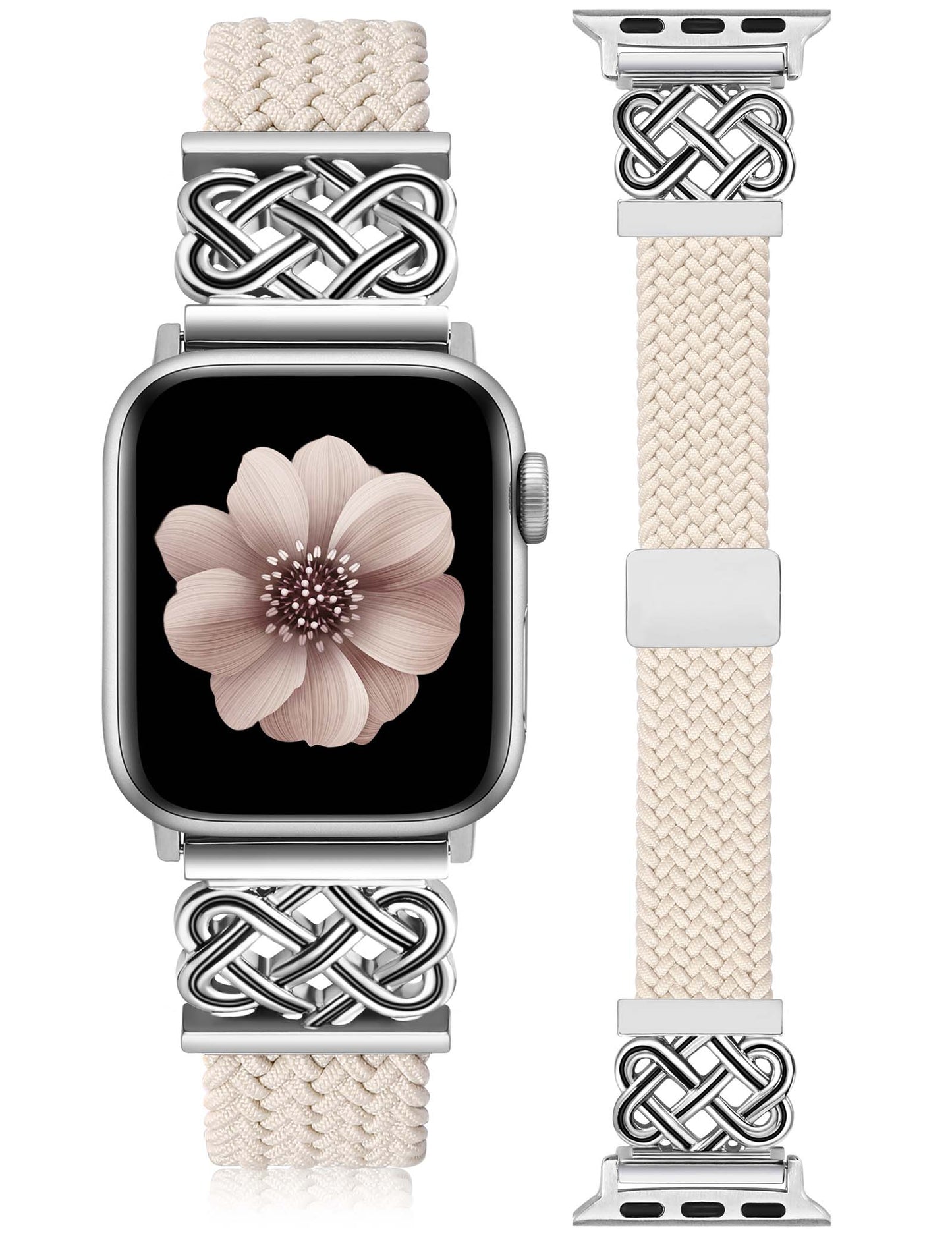Thin Braided Magnetic Band for Apple Watch Band | Slim Celtic Metal Stretchy Strap