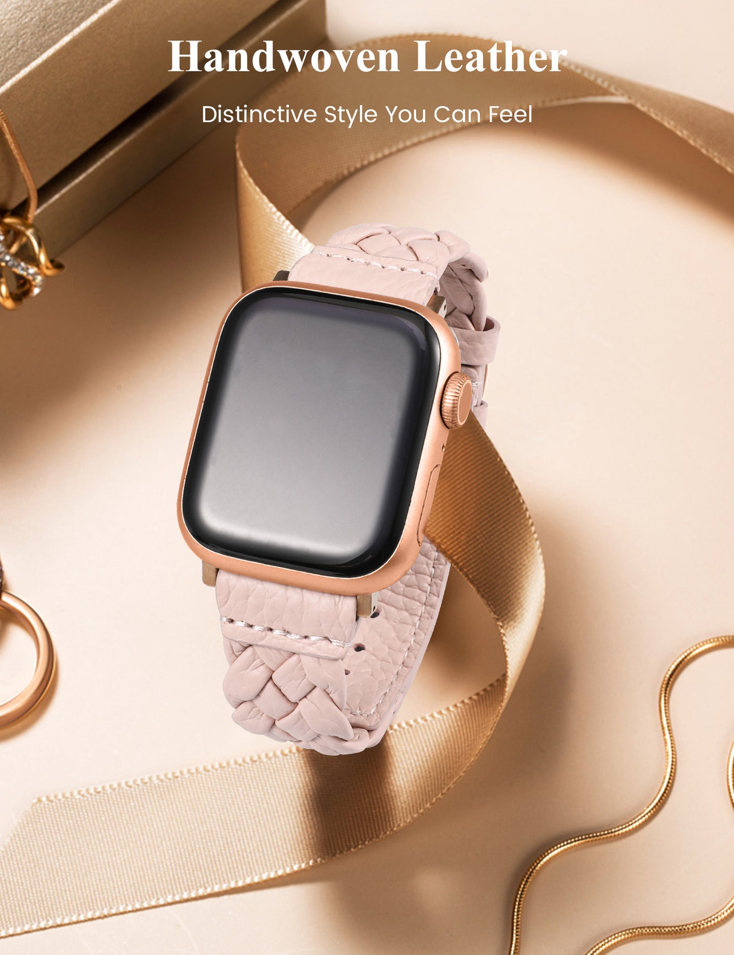 TOYOUTHS Braided Leather Strap Compatible with Apple Watch Band Women 38/40/41/42/44/45/46/49mm Soft Thin Leather Dressy Designer Woven Bracelet for iWatch Series 11 10 9 8 7 6 5 4 Ultra SE 3 2 1